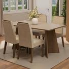 Conjunto Sala de Jantar Tampo de Madeira 4 Cadeiras Rustic/Crema/Imperial Évora Madesa