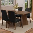 Conjunto Sala De Jantar Tampo De Madeira 4 Cadeiras Rustic/oxford évora Madesa