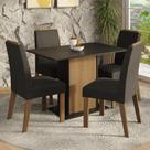 Conjunto Sala de Jantar Tampo de Madeira 4 Cadeiras Rustic/Preto/Oxford Acácia Madesa