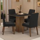 Conjunto Sala De Jantar Tampo De Madeira 4 Cadeiras Rustic/preto/oxford Cannes Madesa