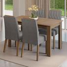 Conjunto Sala de Jantar Tampo de Madeira 4 Cadeiras Rustic/Silver Hera Madesa