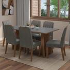 Conjunto Sala De Jantar Tampo De Madeira 6 Cadeiras Rustic/cinza/silver Leon Madesa