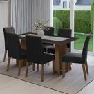 Conjunto Sala de Jantar Tampo de Madeira 6 Cadeiras Rustic/Preto/Oxford Soho Madesa
