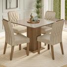 Conjunto Sala de Jantar Tampo de Vidro 4 Cadeiras Rustic/Crema/Imperial Sálvia Madesa Conjunto Sala de Jantar Tampo de Vidro 4 Cadeiras Rustic/Crema/Imperial Sálvia Madesa