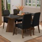 Conjunto Sala de Jantar Tampo de Vidro 4 Cadeiras Rustic/Preto/Oxford Braga Madesa Conjunto Sala de Jantar Tampo de Vidro 4 Cadeiras Rustic/Preto/Oxford Braga Madesa
