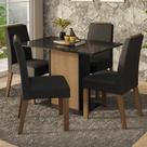 Conjunto Sala de Jantar Tampo de Vidro 4 Cadeiras Rustic/Preto/Oxford Jasmin Madesa