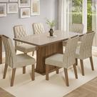 Conjunto Sala de Jantar Tampo de Vidro 6 Cadeiras Rustic/Crema/Imperial Avenca Madesa