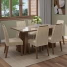 Conjunto Sala de Jantar Tampo de Vidro 6 Cadeiras Rustic/Crema/Imperial Sintra Madesa Conjunto Sala de Jantar Tampo de Vidro 6 Cadeiras Rustic/Crema/Imperial Sintra Madesa