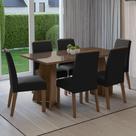 Conjunto Sala de Jantar Tampo de Vidro 6 Cadeiras Rustic/Oxford Madrid Madesa Conjunto Sala de Jantar Tampo de Vidro 6 Cadeiras Rustic/Oxford Madrid Madesa