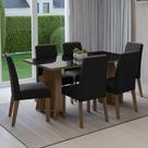 Conjunto Sala de Jantar Tampo de Vidro 6 Cadeiras Rustic/Preto/Oxford Madrid Madesa Conjunto Sala de Jantar Tampo de Vidro 6 Cadeiras Rustic/Preto/Oxford Madrid Madesa