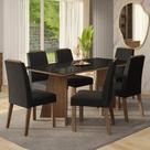 Conjunto Sala de Jantar Tampo de Vidro 6 Cadeiras Rustic/Preto/Oxford Siena Madesa