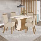 Conjunto Sala de Jantar Tampo MDF Canto Reto 120 Cm 4 Cadeiras Amélia Henn