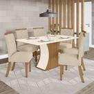 Conjunto Sala De Jantar Tampo Mdf Canto Reto 160 Cm 06 Cadeiras Amélia Henn Off White Com Nature E Linho Conjunto Sala De Jantar Tampo Mdf Canto Reto 160 Cm 06 Cadeiras Amélia Henn Off White Com Nature E Linho