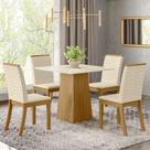 Conjunto Sala De Jantar Tampo Mdf Canto Reto 90 Cm 04 Cadeiras Naiane Henn Nature Off White Linho Conjunto Sala De Jantar Tampo Mdf Canto Reto 90 Cm 04 Cadeiras Naiane Henn Nature Off White Linho