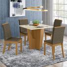 Conjunto Sala de Jantar Tampo MDF Canto Reto com Vidro 90 Cm 04 Cadeiras Valentina Henn