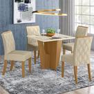 Conjunto Sala de Jantar Tampo MDF Canto Reto com Vidro 90 Cm 4 Cadeiras Andressa Henn