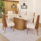 Conjunto Sala de Jantar Tampo Mdf/Vidro 6 Cadeiras Geovana Conjunto Sala de Jantar Tampo Mdf/Vidro 6 Cadeiras Geovana
