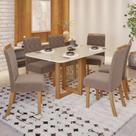 Conjunto Sala de Jantar Tampo MDF/vidro 6 Cadeiras Marie Espresso Móveis