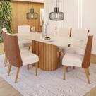 Conjunto Sala de Jantar Tampo Mdf/Vidro 8 Cadeiras Geovana Conjunto Sala de Jantar Tampo Mdf/Vidro 8 Cadeiras Geovana