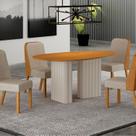 Conjunto Sala de Jantar Tampo Orgânico Mdf 135cm com 4 Cadeiras Isis