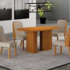 Conjunto Sala de Jantar Tampo Orgânico Mdf 135cm com 4 Cadeiras Isis