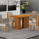 Conjunto Sala de Jantar Tampo Orgânico MDF 135cm com 4 Cadeiras Isis Marrom/Cinamomo/Terracota/Palha Conjunto Sala de Jantar Tampo Orgânico MDF 135cm com 4 Cadeiras Isis Marrom/Cinamomo/Terracota/Palha