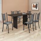Conjunto Sala de Jantar Tubular 6 Lugares Retangular Mesa Tampo Ardósia Indiano 140x75cm Isabela