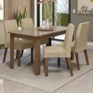Conjunto Sala de Jantar Vanilla Mesa Tampo de Vidro 4 Cadeiras Rustic/Crema/Suede Imperial Madesa