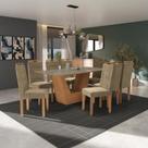 Conjunto Sala De Jantar Verbana Kappesberg 8 Cadeiras Veludo Bege