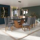 Conjunto Sala De Jantar Verbana Kappesberg 8 Cadeiras Veludo Titanio