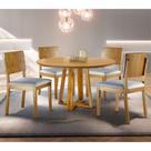 Conjunto Sala de Jantar Vitoria 4 Lugares Mesa Redonda 1,2m e 4 Cadeiras Madeira Maciça Móveis Mundial