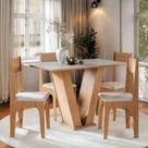 Conjunto Sala De Jantar Vivi Mesa Com 4 Cadeiras Estofadas Para Sala E Cozinha Off