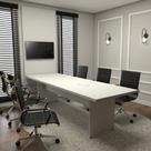 Conjunto Sala de Reunião Mesa 2,70m Painel para TV Cinza F5