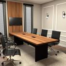 Conjunto Sala de Reunião Mesa 2,70m Painel para TV NG F5 Conjunto Sala de Reunião Mesa 2,70m Painel para TV NG F5
