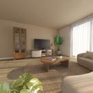 Conjunto Sala Estar Cristaleira Mirage Mesa de Centro e Rack Magnum Tamburato 50mm Marrom Cinamomo/Off White