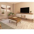 Conjunto Sala Estar Rack para Tv até 75 Pol Led e Centro Lucca com Mesa de Apoio Chic Branco Pinho/Off White