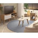 Conjunto Sala Estar Rack Tv até 47 Pol Lotus com Centro e Mesa de Apoio para Pet Marrom Carvalho/Off White