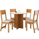 Conjunto Sala Jantar 4 Lugares Mesa Redonda 90cm Freijo Off White