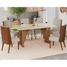 Conjunto Sala Jantar Adriana 180 Cm 6 Cadeiras Anne Canto Arredondado com Vidro