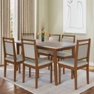 Conjunto Sala Jantar Mesa Tampo Bp Pés Madeira Maciça 6 Cadeiras Madeira