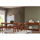 Conjunto Sala Jantar Nature: Aparador, Mesa, Banco e Cadeiras Madeira Pinus Rústico Escuro