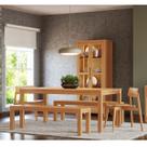 Conjunto Sala Jantar Nature: Cristaleira, Mesa, Banco e Cadeiras Madeira Pinus Rústico Claro Conjunto Sala Jantar Nature: Cristaleira, Mesa, Banco e Cadeiras Madeira Pinus Rústico Claro