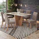 Conjunto Sala Jantar Vértice 160cm Canto Reto com Vidro 6 Cadeiras Vértice