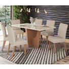 Conjunto Sala Jantar Vértice 160cm Canto Reto com Vidro + 6 Cadeiras Vita