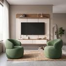 Conjunto Sala Painel Home Concept para Televisão 70 Polegadas com 2 Poltronas Eloah Bouclé Verde