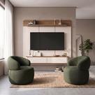 Conjunto Sala Painel Home Concept para Televisão 70 Polegadas com 2 Poltronas Eloah Linho Verde