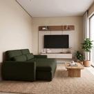 Conjunto Sala Painel Suspenso Tv 70" Concept + Sofá Orgânico Charlie 3 Lugares Linho Turco - Verde Conjunto Sala Painel Suspenso Tv 70" Concept + Sofá Orgânico Charlie 3 Lugares Linho Turco - Verde