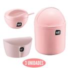 Conjunto Saleiro, Açucareiro e Lixeira Gourmet Rosa UZ