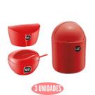 Conjunto Saleiro, Açucareiro e Lixeira Gourmet Vermelho UZ