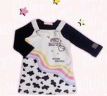 Conjunto salopete e body menina vaquinha preto bambollina